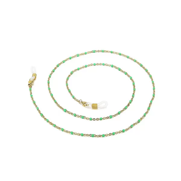 Collaret d'ulleres de cadenes esmaltades de color verd de 2 mm