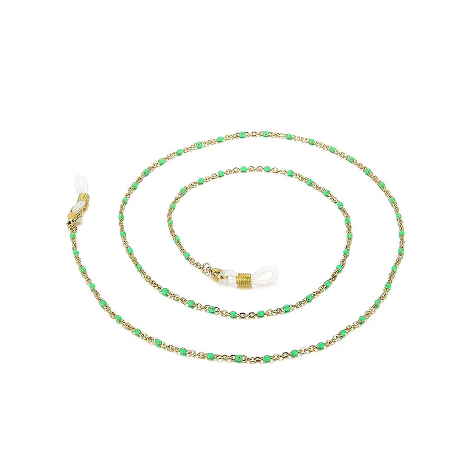 2mm green color enamelled chains glasses necklace