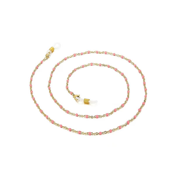 2mm light rose enamel chains glasses necklace