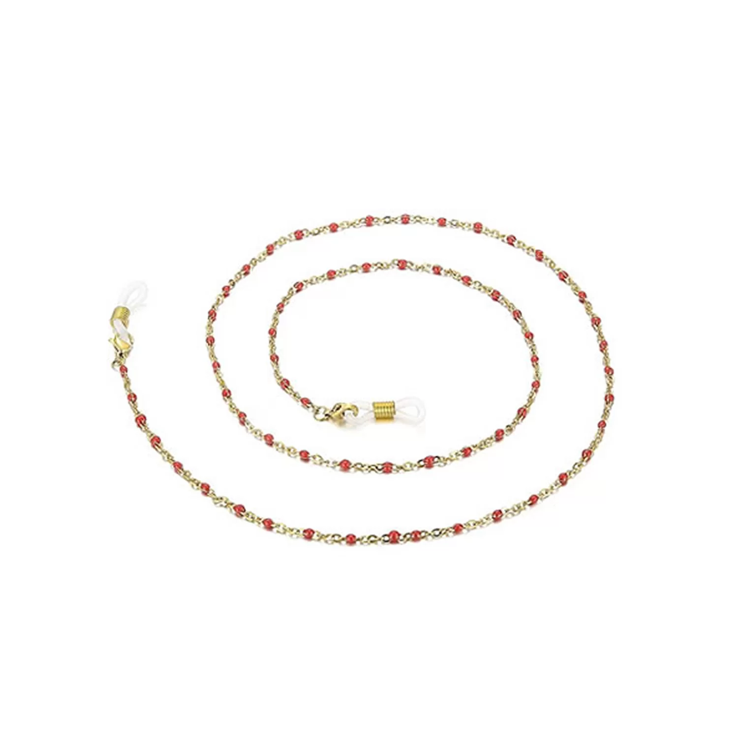 2mm red enamelled beads chain glasses necklace